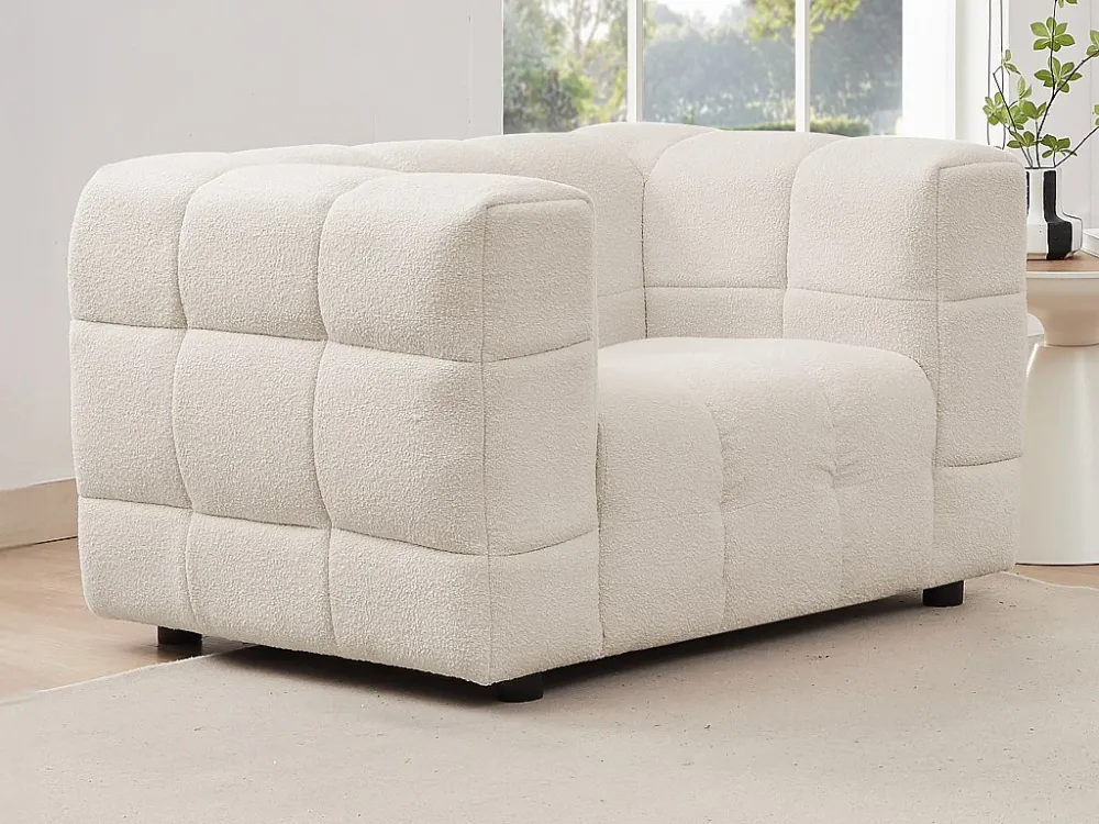 Fauteuil van ivoorwitte boucléstof LERICI van Pascal Morabito
