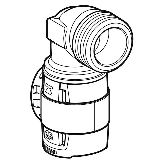 Geberit FlowFit Overgangsknie, persverbinding - Diameter: 16 mm, Buitendraad: ½″