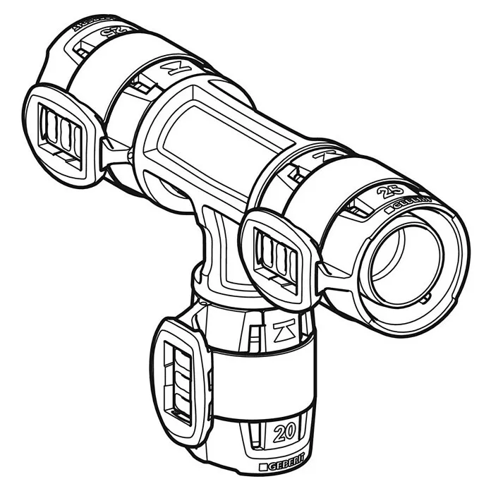 Geberit FlowFit Reduceer T-stuk, persverbinding - 20 x 20 x 16 mm, Diameter: 20 mm