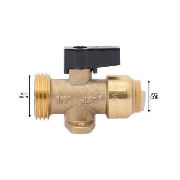 SharkBite 1/2 . x 3/4 . Push-to-Connect Messing Washing Machine Straight Valve