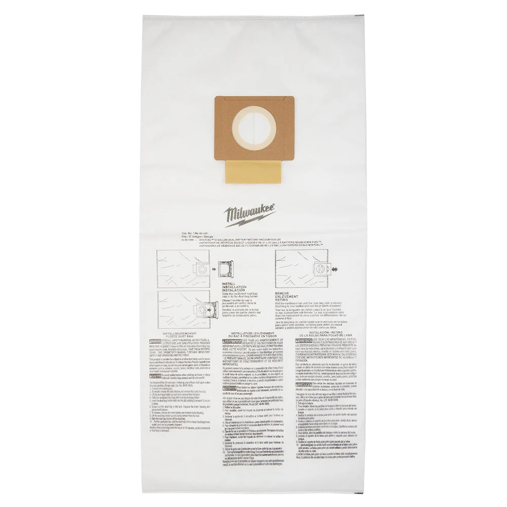 MILWAUKEE 12 Gallon Warme stof Dust Bags (5 PACK)
