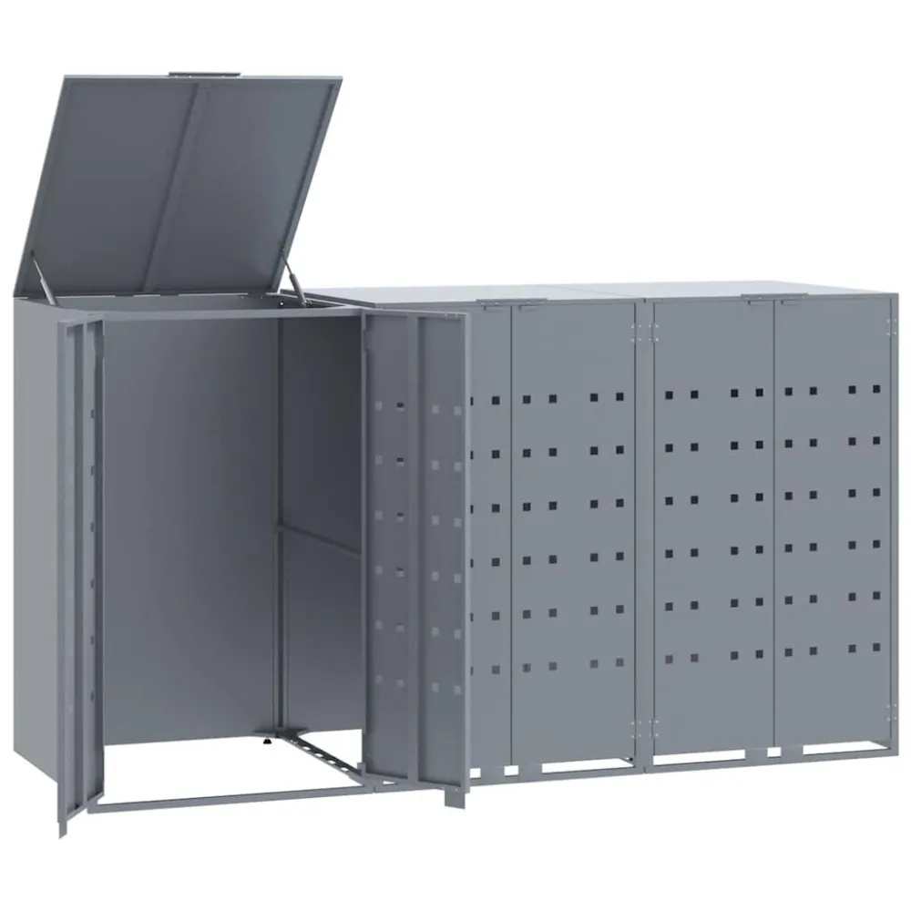 Buiten Containerberging voor 3 containers 207x79x117 cm staal grijs