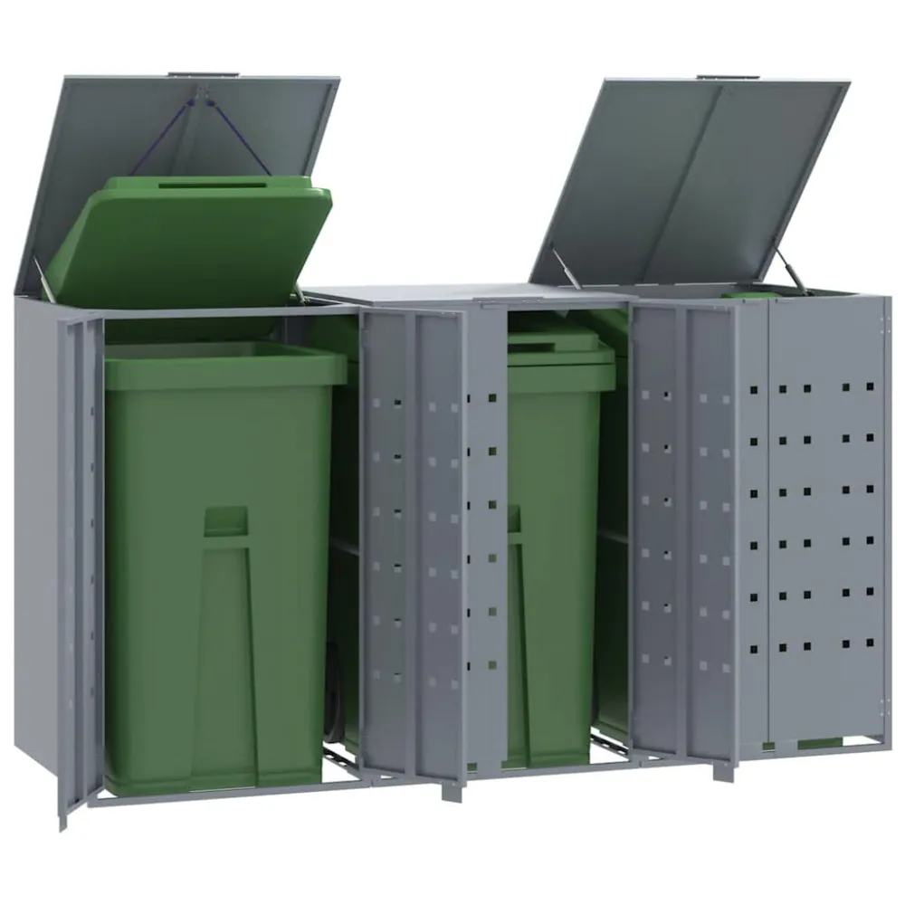 Buiten Containerberging voor 3 containers 207x79x117 cm staal grijs