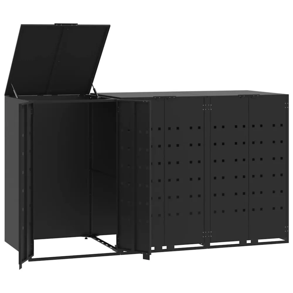 Containerberging voor 3 containers 207x79x117 cm staal zwart Eenvoudig te Reinigen