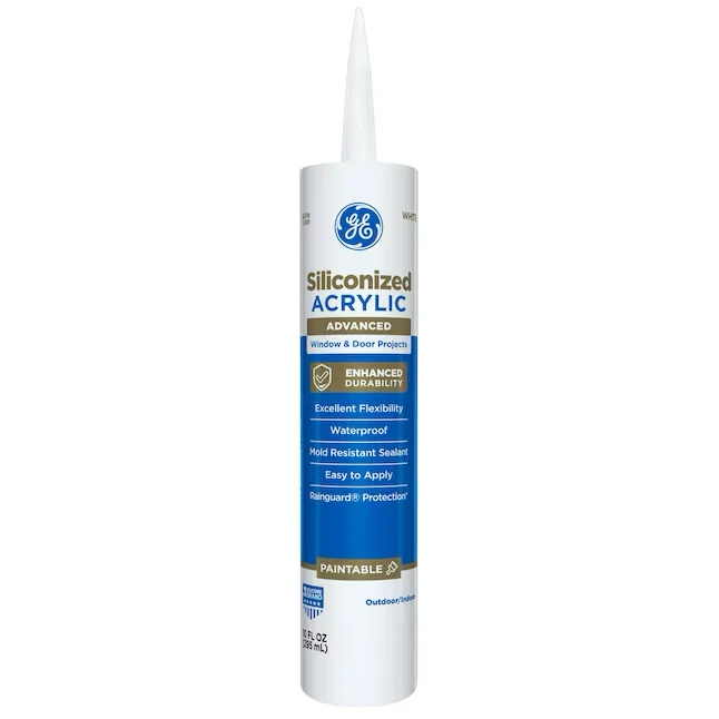 GE Advanced Siliconized Acrylic Windows, Doors, Ext 10.1-oz Wit Paintable Latex Caulk met CE-Keurmerk