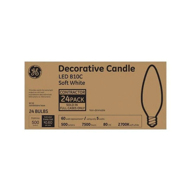 GE® LED Decorative Candle B10C Soft Wit Bulbs (24-Pack) met Garantie