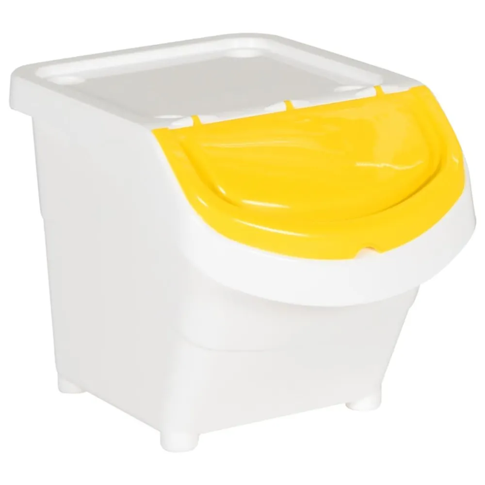Afvalbakken met deksels stapelbaar 3 st PP 78 L wit Gemaakt van Recycled Plastic