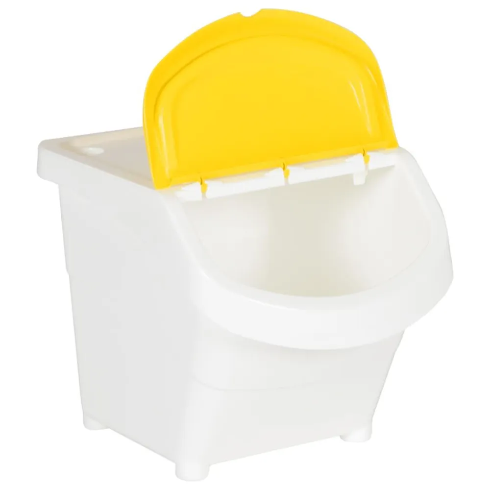 Afvalbakken met deksels stapelbaar 3 st PP 78 L wit Gemaakt van Recycled Plastic