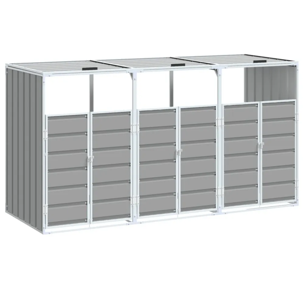 Containerberging voor 3 containers 216x81x115 cm staal grijs Brandvertragend