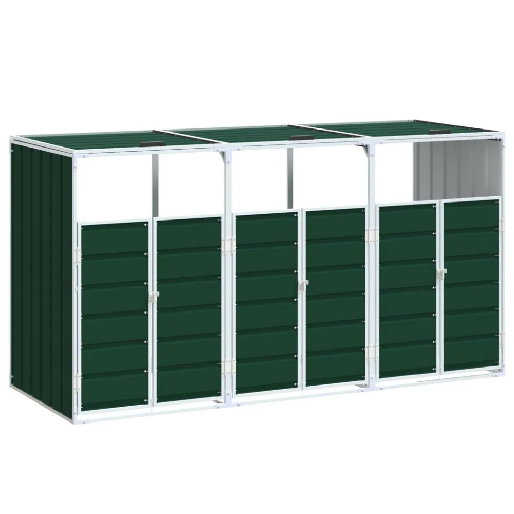 Containerberging voor 3 containers 216x81x115 cm staal groen met Geurfilter