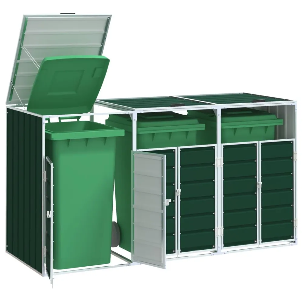 Containerberging voor 3 containers 216x81x115 cm staal groen met Geurfilter