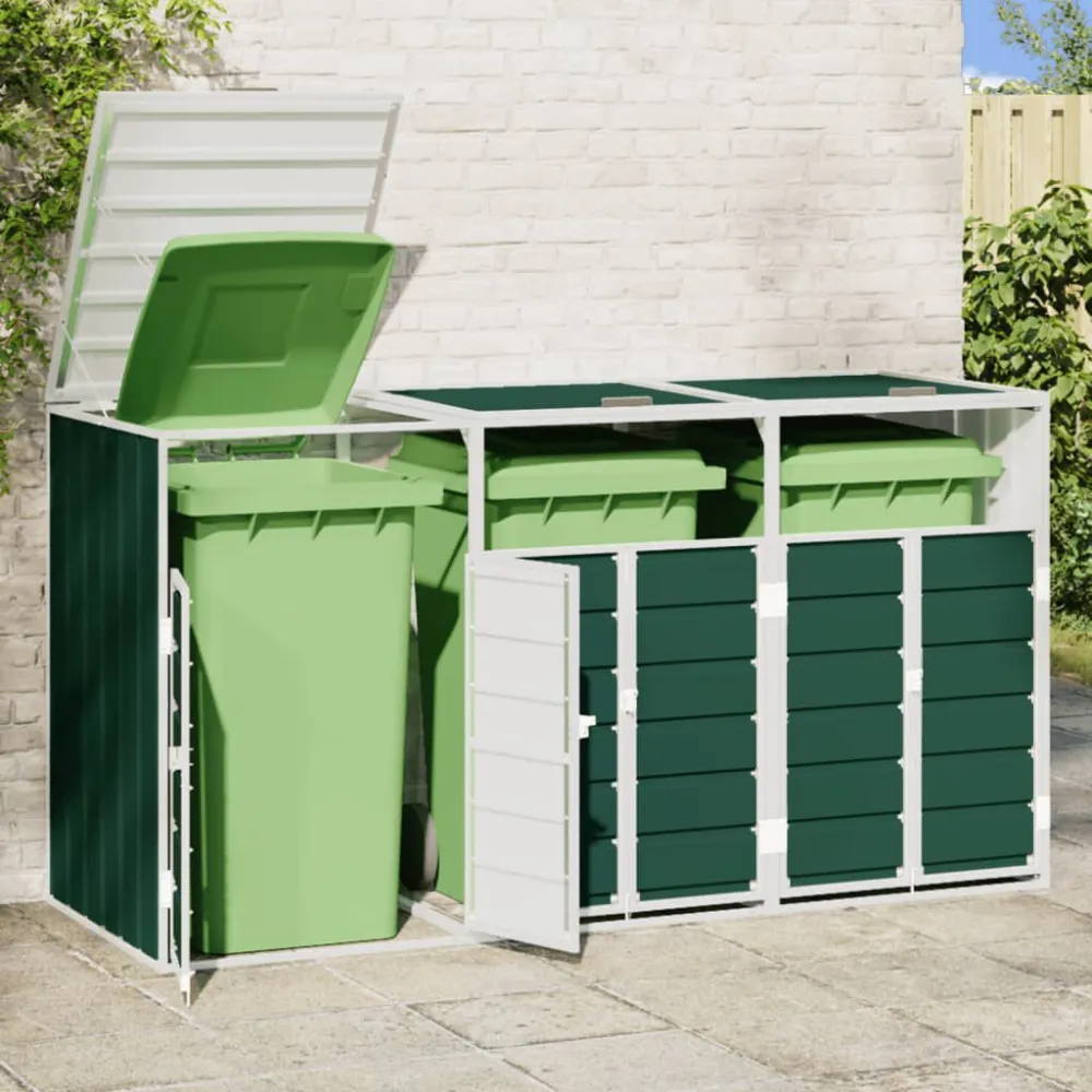 Containerberging voor 3 containers 216x81x115 cm staal groen met Geurfilter