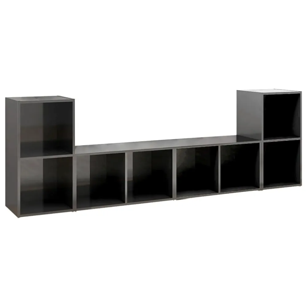 IP55 Waterdicht Tv-meubelen 4 st 72x35x36,5 cm bewerkt hout hoogglans grijs