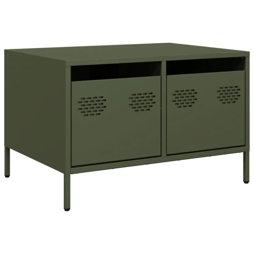 Tv-meubel 68x50x43,5 cm koudgewalst staal olijfgroen | Plug & Play