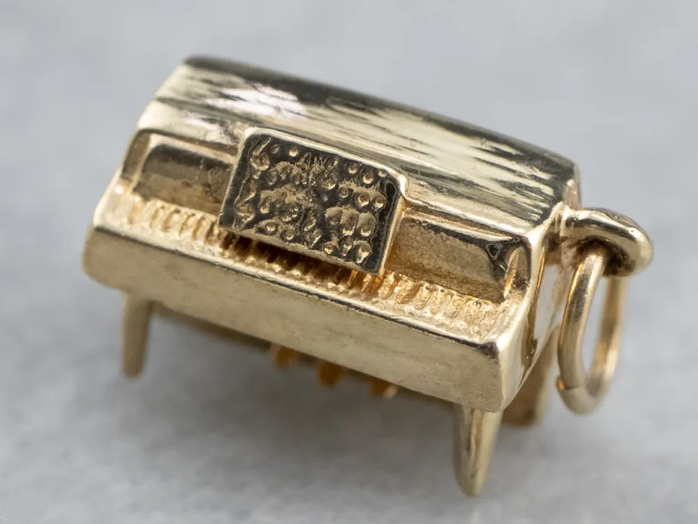 14K Gouden Piano Charm Staal 2.0mm