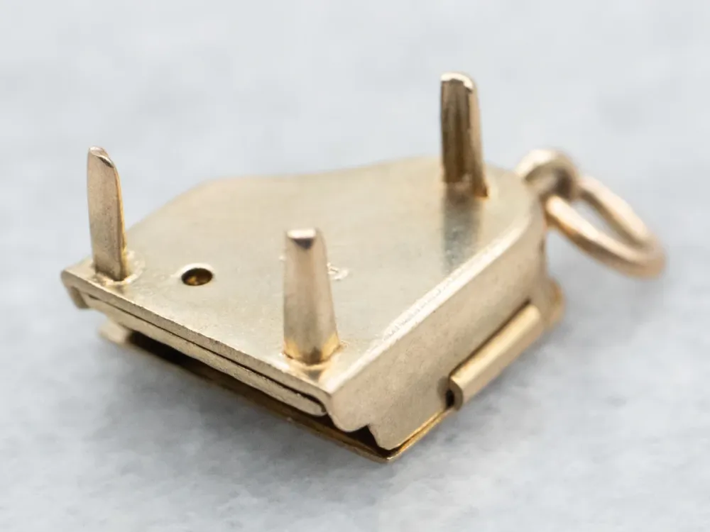 Yellow Gold Black and White Enamel Opening Piano Charm