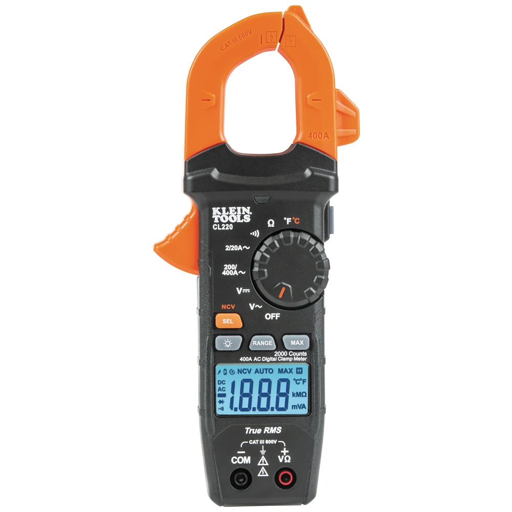 Zeskant KLEIN TOOLS Schermbediend Clamp Meter, AC Auto-Ranging 400 Amp w/ Temp