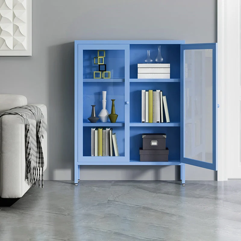 Hedendaags Bookshelf Metal Closed Back Bookcase Door Office 15