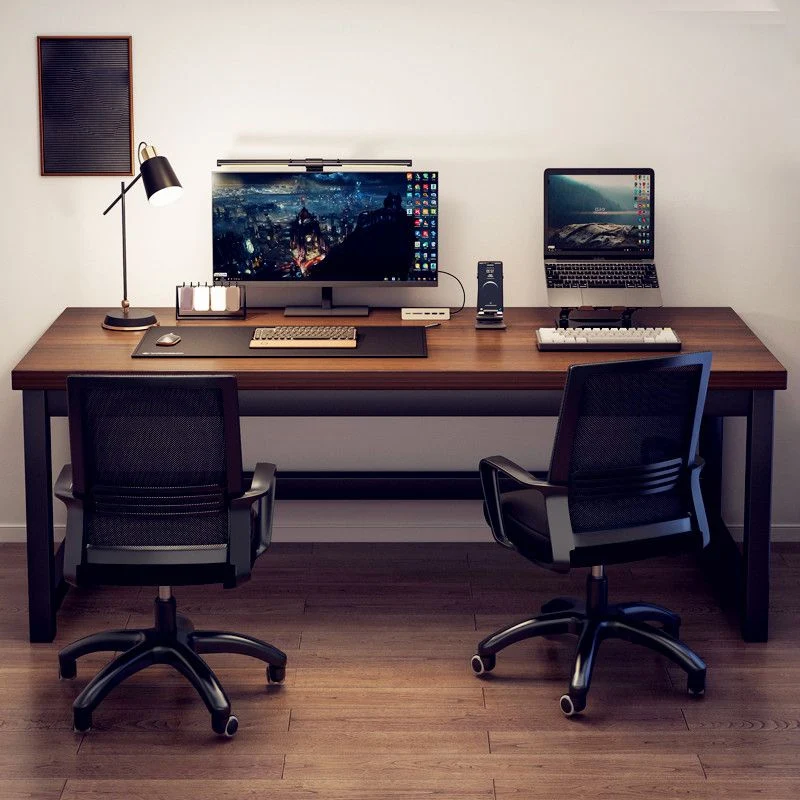 hout Industrial Gaming Desk Antique Finish Computer Desk Metal Legs voor Zware Lasten 31l