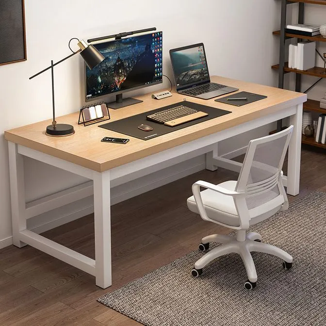 hout Industrial Gaming Desk Antique Finish Computer Desk Metal Legs voor Zware Lasten 31l