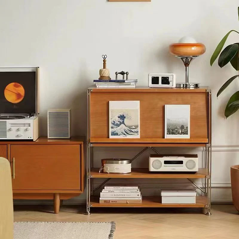 Industrial Accent Cabinet 2 Shelves and 1 Door Uni Wood Gegalvaniseerd Staal Natural