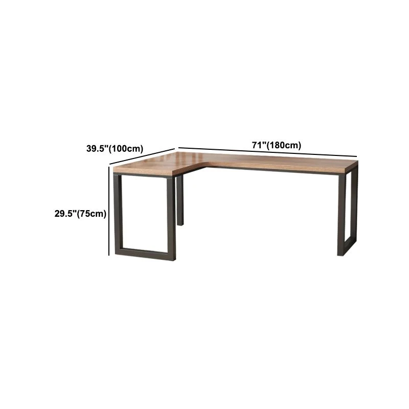 Industrial L-Shape Office Desk Oorspronkelijk Solid Wood Writing Desk Home met Veiligheidsvergrendeling 47