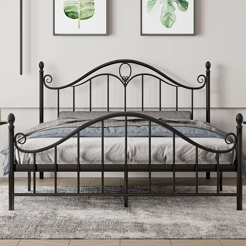 Industrial Metal Arched Klassiek Bed, Open-Frame Headboard Bed Black