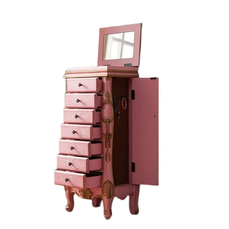 Industrial Side Cabinet Stevig Wood 7 Drawers and 1 Door White