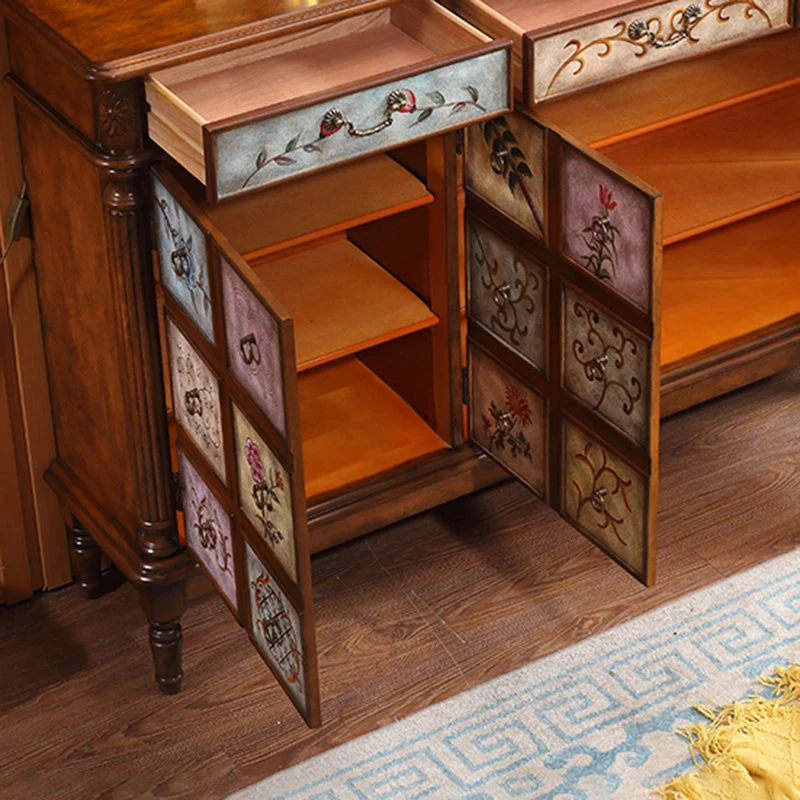 Industrial Solid hout Accent Cabinet 2 Drawers and 2 Doors 39l