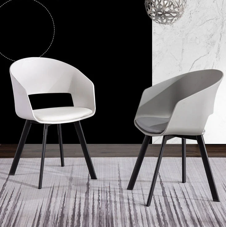 Metalen Industrial Kitchen Dining Room Chair Open Back Armchair White