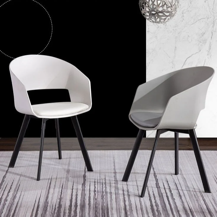 Metalen Industrial Kitchen Dining Room Chair Open Back Armchair White