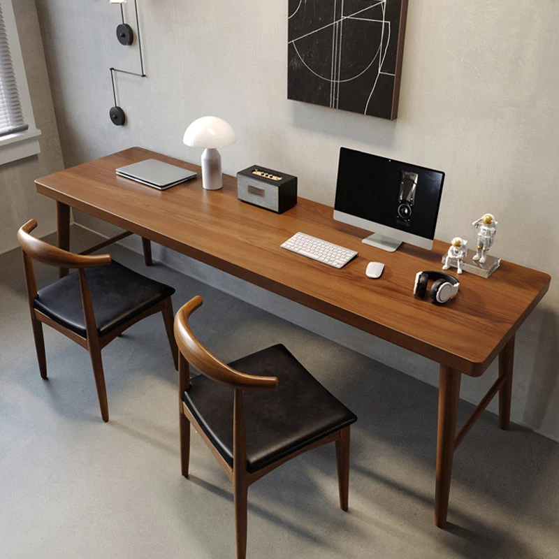 Modern Solid Wood Writing Desk H-Base 23.62" Ruim Office Desk 39