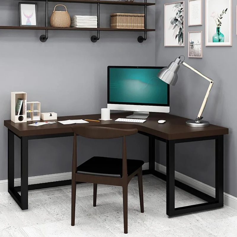 Ooghaak Industrial Cable Management Computer Desk Solid Wood Writing Desk Metaal Legs 47l