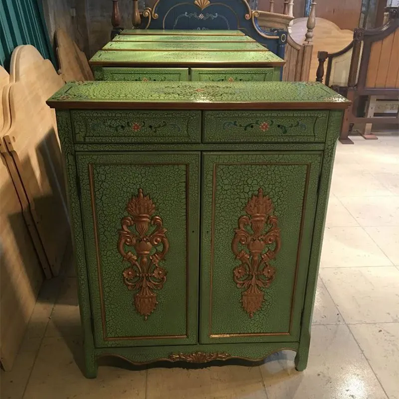 Overhead Rectangle Industrial Accent Cabinet Wood Knobs Cabinet Doors Green
