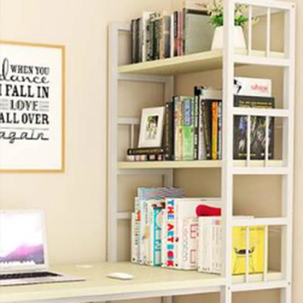 Verstelbare Haak Modern Metal and Massief hout Writing Desk Dormitory Office Desk Bookshelf 24l