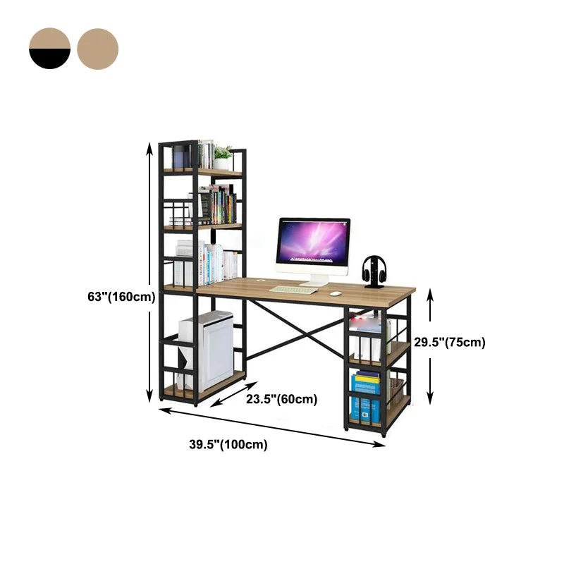 Verstelbare Haak Modern Metal and Massief hout Writing Desk Dormitory Office Desk Bookshelf 24l