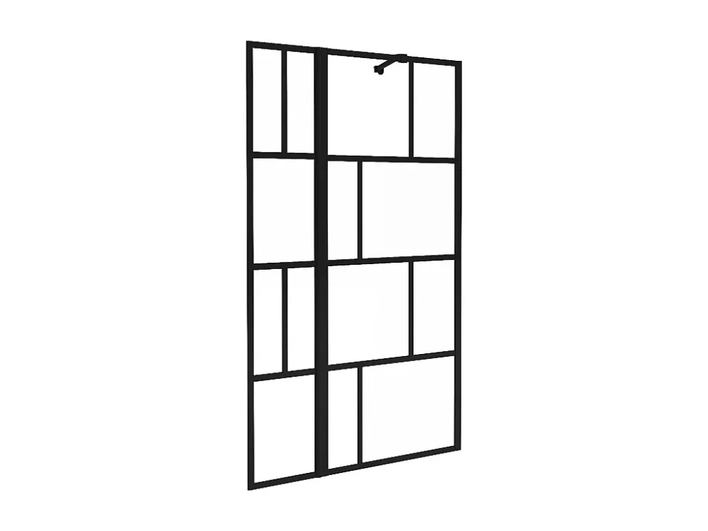 Badscherm industriële stijl met beweegbaar deel - 100 x 140 cm - OBELINI inclusief Montageset