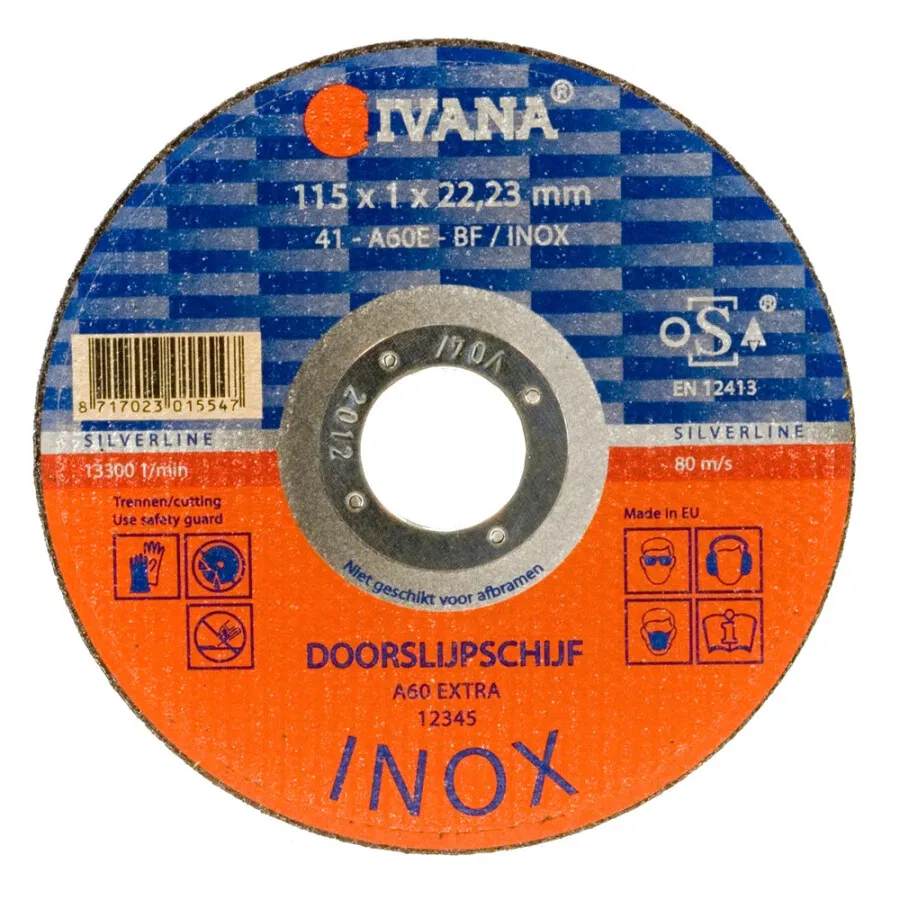 Ivana Silverline INOX doorslijpschijf 115 mm met keramische korrel