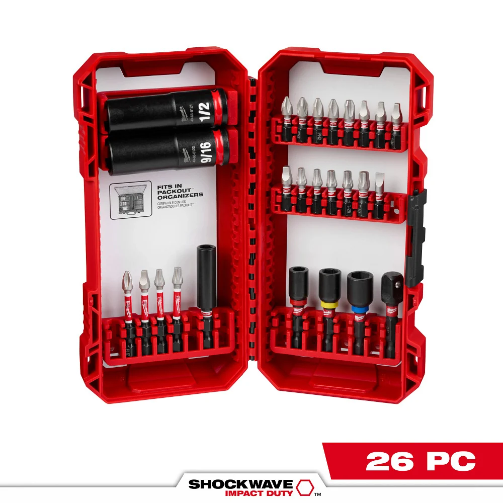 Aardings MILWAUKEE 26 PC. SHOCKWAVE IMPACT DUTY™ Drive & Fasten Set