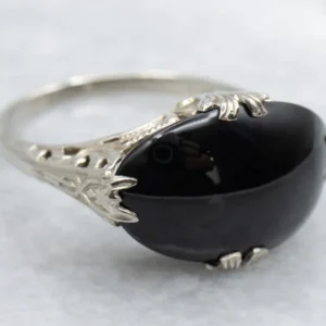 Antique East-to-West Set Zwart Onyx Filigree Ring