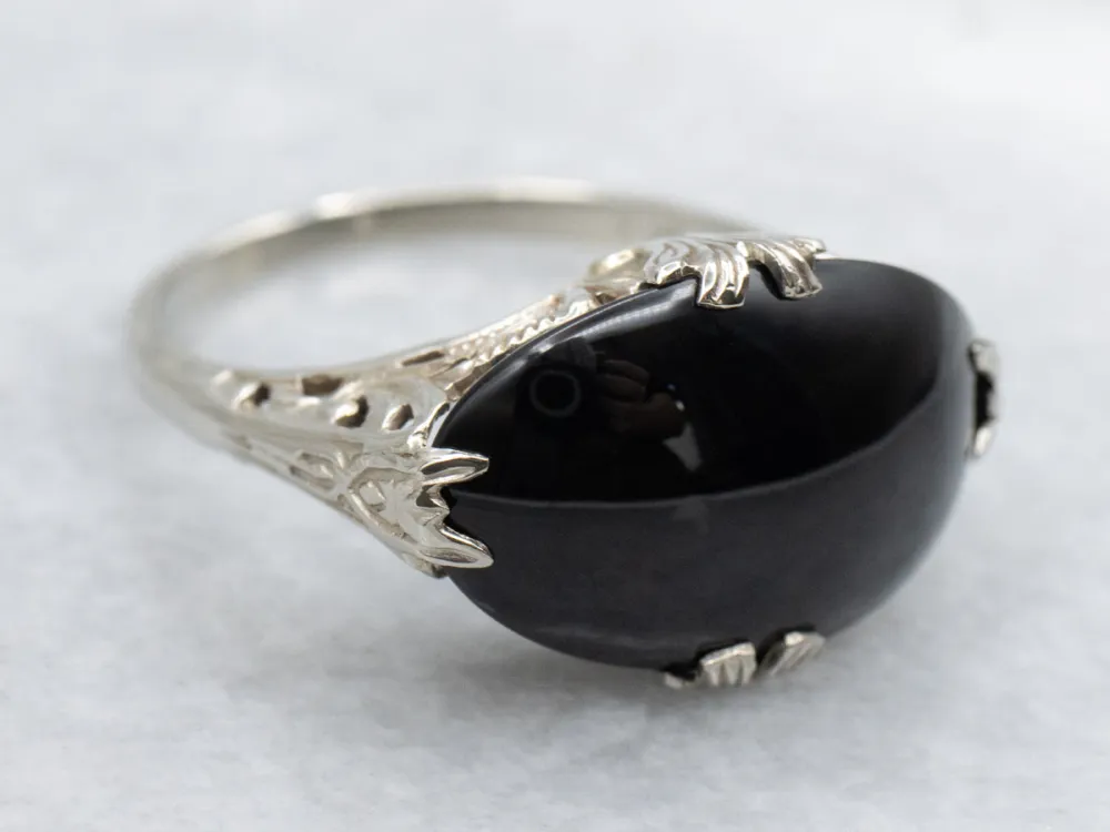 Antique East-to-West Set Zwart Onyx Filigree Ring