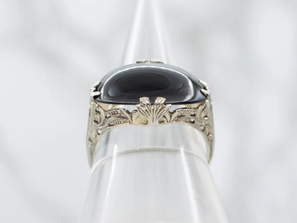 Antique East-to-West Set Zwart Onyx Filigree Ring