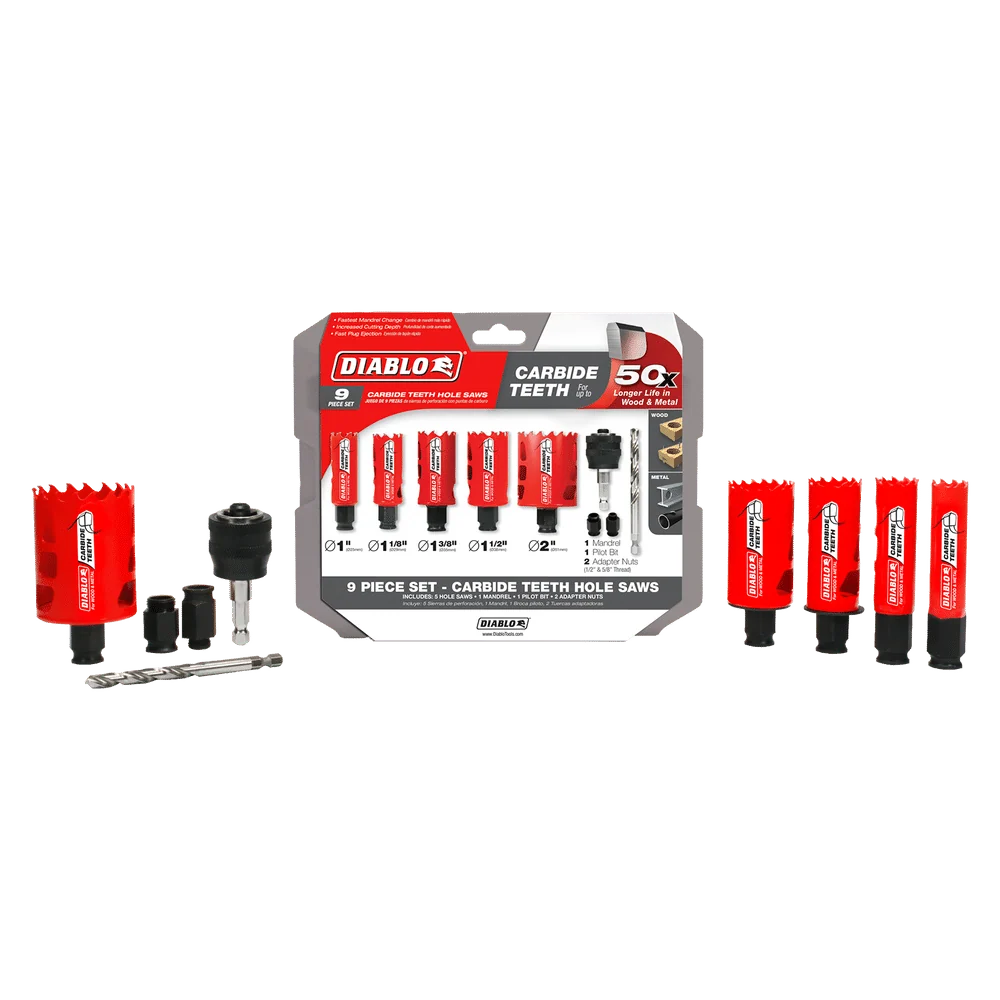 DIABLO 9 PC. Carbide General Purpose Hole Saw Set met CE-Keurmerk
