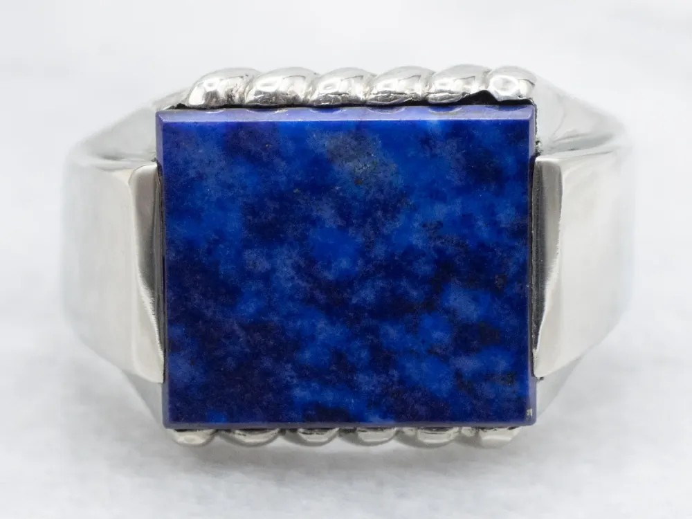 Drukvaste Unisex East-to-West Set Rectangle Cut Lapis Ring