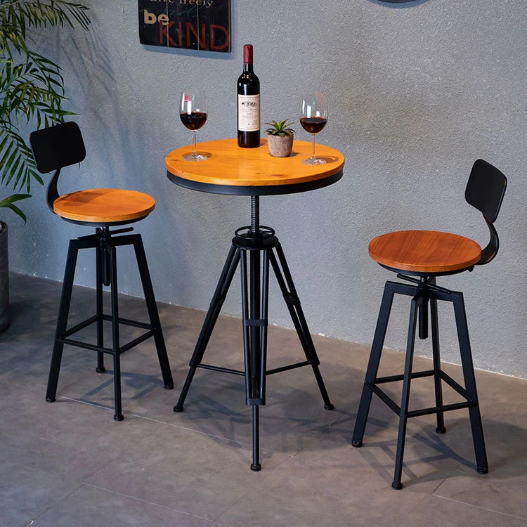 Industrial 1/2/3 Pieces Stevig Wood Bar Table Set Round Bistro Set met CE-Keurmerk