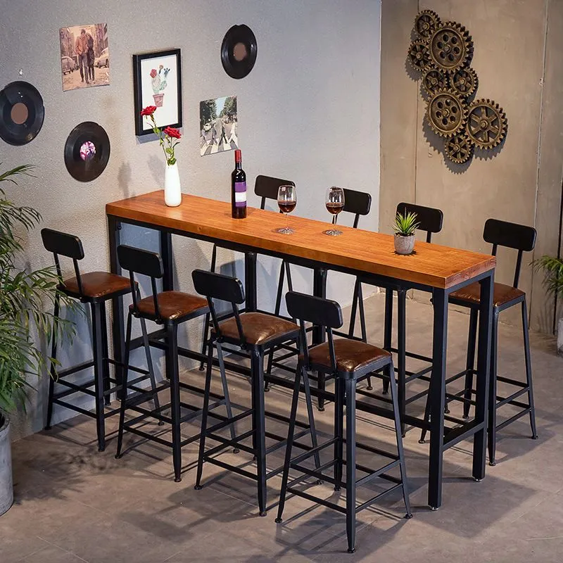 Industrial Bar Table Set 1/4/7/9 Pieces Stevig Wood Pub Table Set Indoor