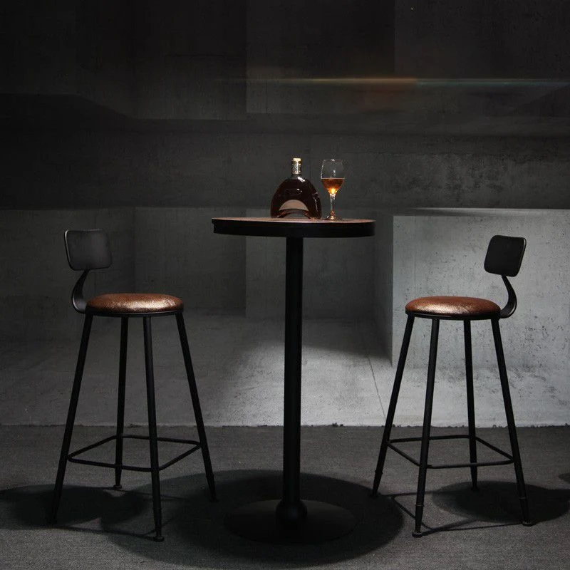 Industrial Brown Bar Table Set 1/3/5 Pieces Eenkleurig Wood Counter Table Indoor Roestvrij Staal Uitvoering