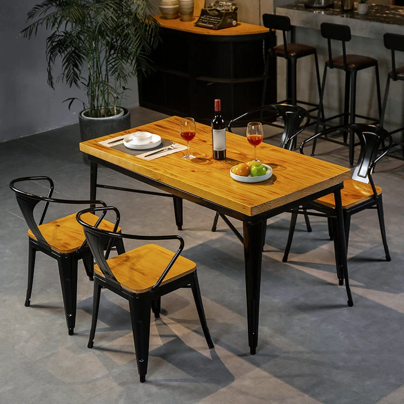 Industrial Dining Chairs Set 1/2/5 Pcs Eenkleurig Wood Top Table Metal Windsor Chairs met Montageset