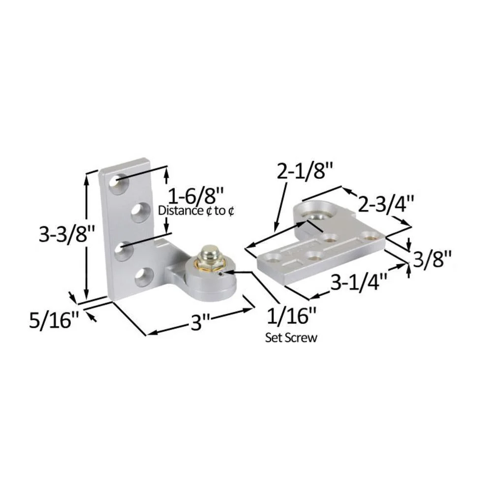 L.C.N. Left-Hand Commercial Door Pivot Set - 4 Piece Elegance - voor 8-12mm Kabels