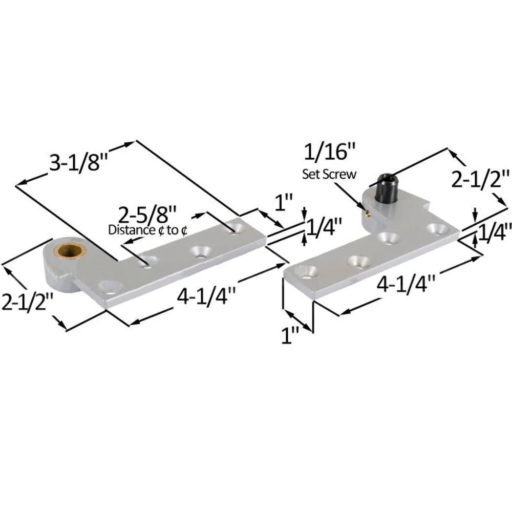 L.C.N. Left-Hand Commercial Door Pivot Set - 4 Piece Elegance - voor 8-12mm Kabels
